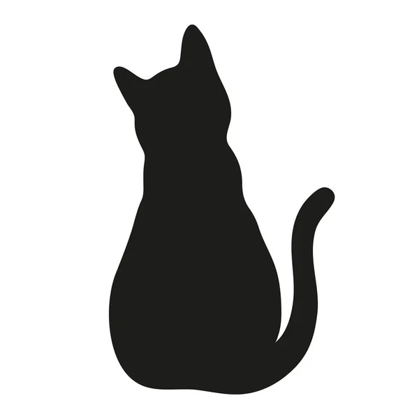 Silueta de gato sobre fondo blanco — Vector de stock