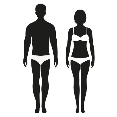 Beyaz arka planda bir erkek ve bir kadının silueti