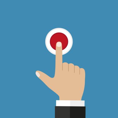 İtme başlangıç el, basın düğmesini, düz stil, üstten görünüm. Touch simgesini kavramı.