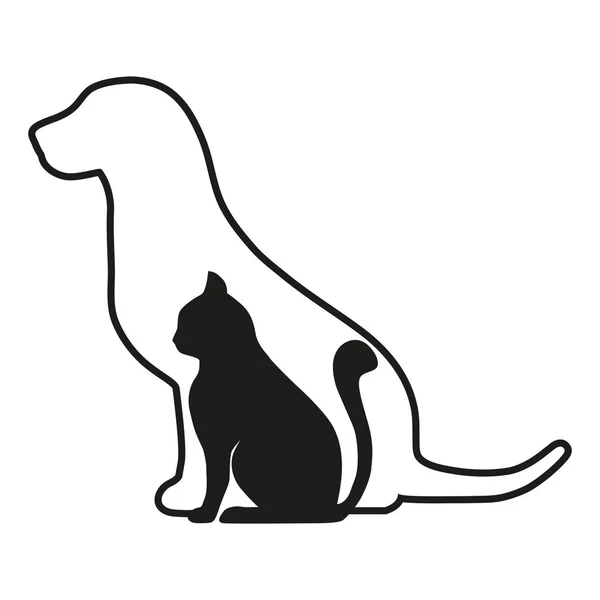 컨투어 개와 흰색 배경에 검은 고양이 — 스톡 벡터