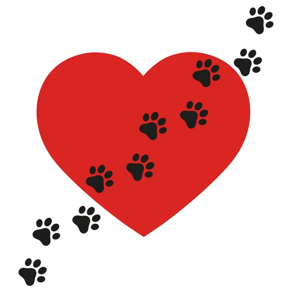 La pista del perro en el corazón — Archivo Imágenes Vectoriales
