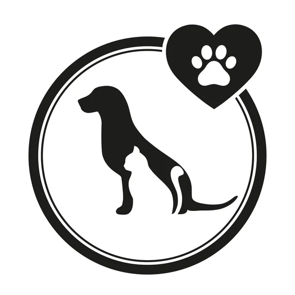 Emblema veterinario de un perro y un gato — Archivo Imágenes Vectoriales
