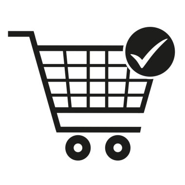 süpermarket arabası, simge onaylamak, vektör çizim