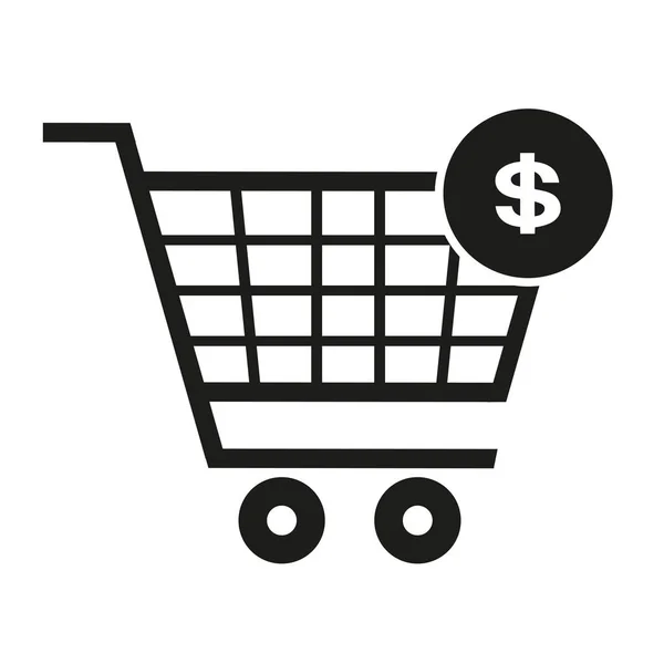 Chariot Supermarché Icône Dollar Illustration Vectorielle — Image vectorielle