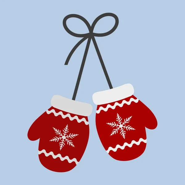 蓝色背景针织圣诞手套 — 图库矢量图片