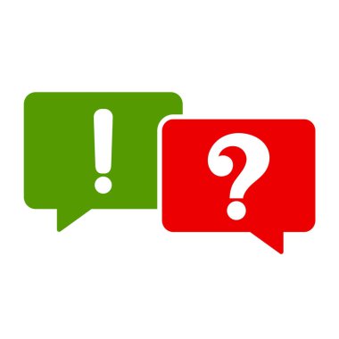 soru ve ünlem işareti simgesi, vektör çizim düz tasarım stili