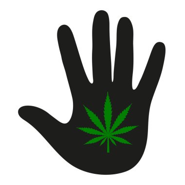 Beyaz bir arka plan üzerinde elinde kenevir yaprak