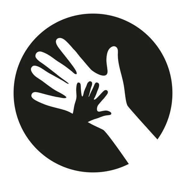 一个孩子的手在白色的背景手的徽章 — 图库矢量图片