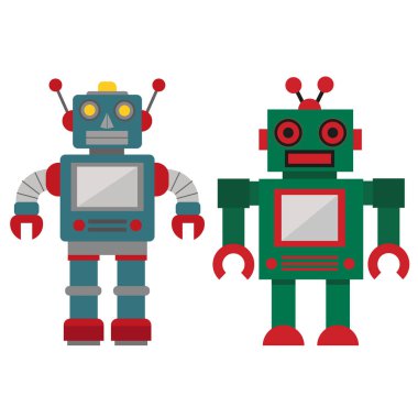 beyaz zemin üzerinde bir robot oyuncak vektör çizim