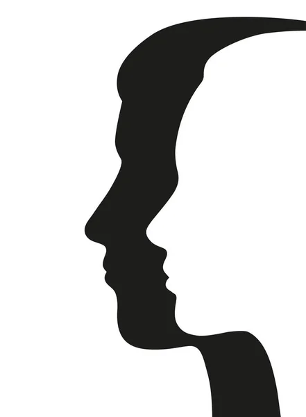 Rostro Mujer Hombre Sobre Fondo Blanco — Vector de stock