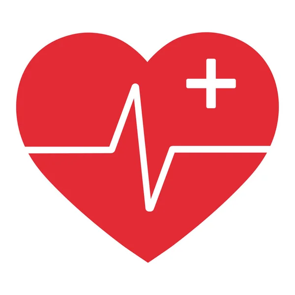Καρδιά Παλμό Και Ιατρική Σταυρό Λευκό Φόντο — Διανυσματικό Αρχείο