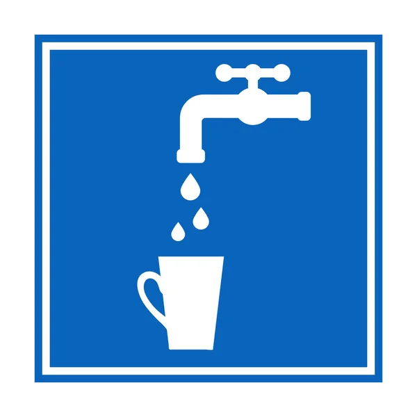 Νερό Της Βρύσης Εικονίδιο Νερό Βρύσης Αυτοκόλλητο Μπλε Φόντο Vector — Διανυσματικό Αρχείο