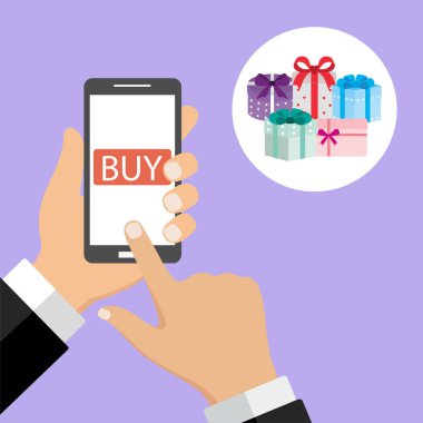 Hatta hediye almak. Düz vektör tasarımı.