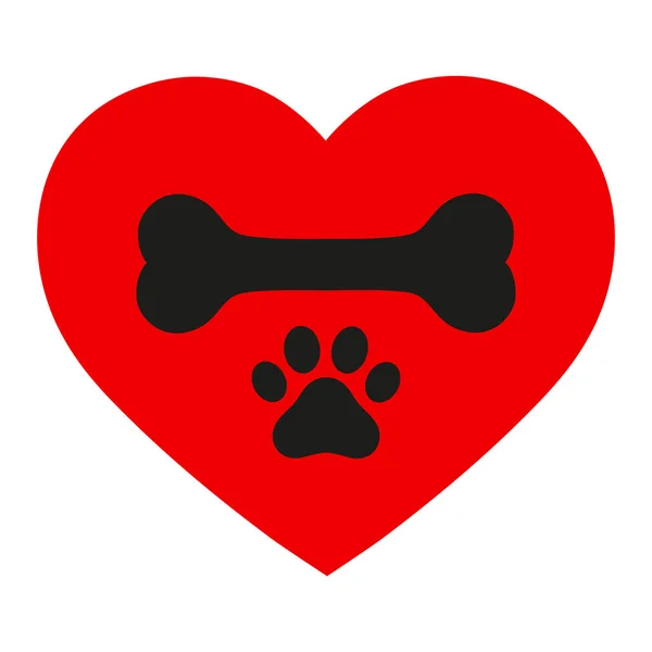 Hund Tassar Med Ben Och Hjärtat Symbol — Stock vektor