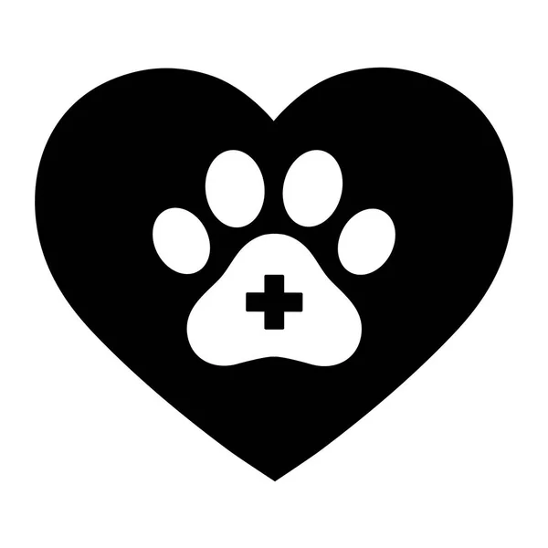 Paw Dog Heart White Background — Stock Vector