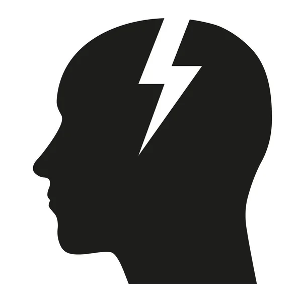 Głowa Ikonę Symbolu Błyskawicy Sztuczna Inteligencja Sylwetka Symbol Mózg Ładowania — Wektor stockowy
