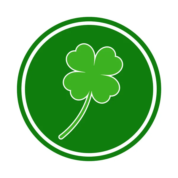 Clover Leaf Groene Cirkel Witte Achtergrond — Stockvector