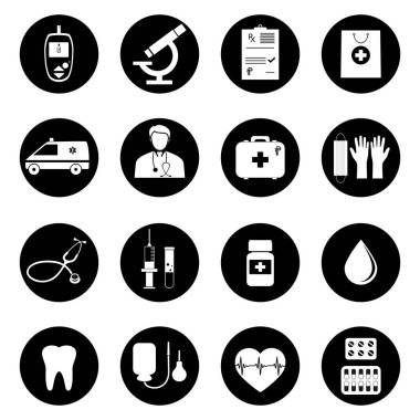 siyah arka plan üzerinde tıbbi simgeler vektör