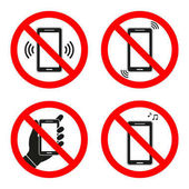 Картина, постер, плакат, фотообои "набор мобильных телефонов знаки запрещены на белом фоне
", артикул 186876980