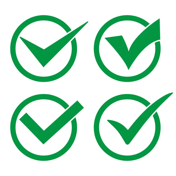 Набір Зелений Перевірка Марк Значок Векторні Ілюстрації — стоковий вектор