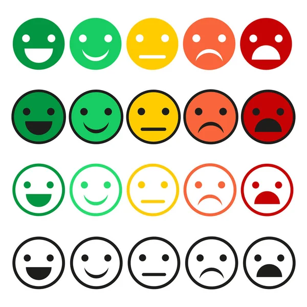 Set Vettore Emotivo Icone Emoticon Stile Piatto Collezione Emoticon Sfondo — Vettoriale Stock