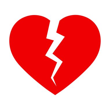 Beyaz bir arka plan üzerinde kırık bir kalp sembolü