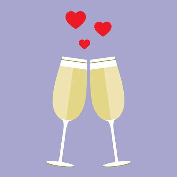 バレンタインのパーティー用の案内バナー スケッチ スタイルのイラストとして使用できる つのワイングラスと心 必要なの愛とワイン ポスター — ストックベクタ