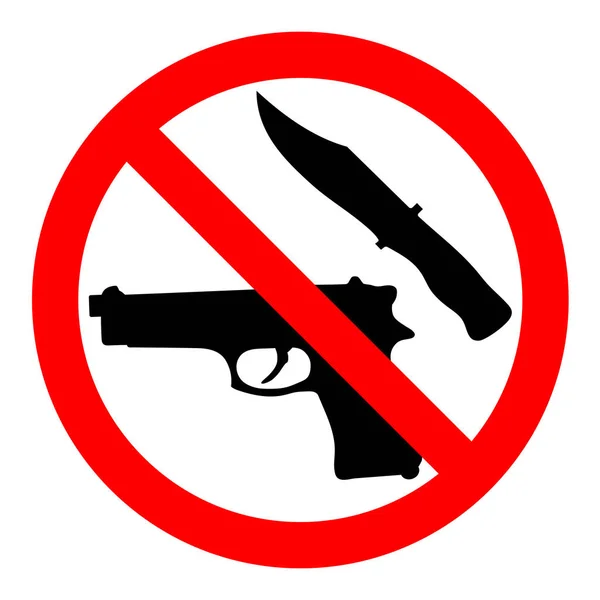 Weapon Prohibited Icon Forbidding Vector Sign Weapons Gun Knife — Stock Vector