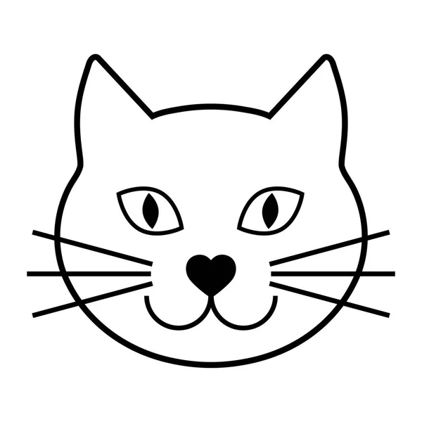 Black head of a cat on a white background. Vector illustration. Cute icon. Animal silhouette.