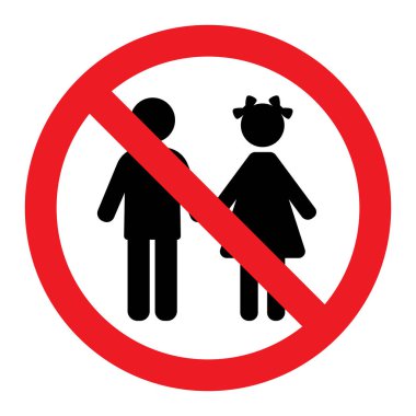 Kırmızı çizgili beyaz arka planda kırmızı çizgili çocuklar için uyarı işareti