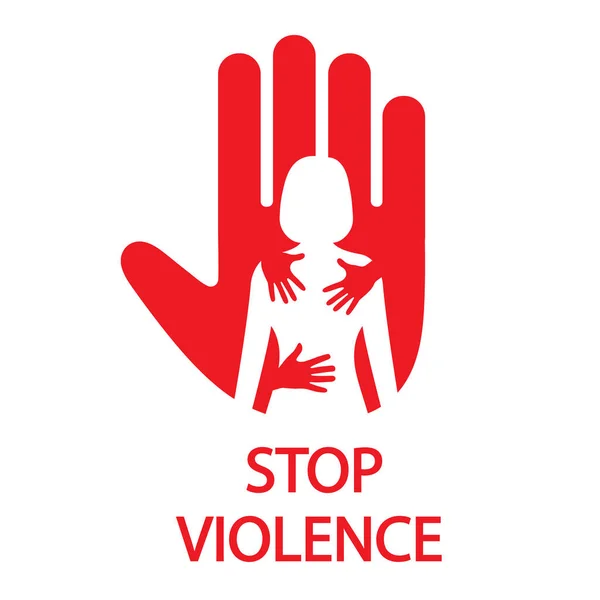 Стоп Знак Рука Заборона Насильства Жінок — стоковий вектор