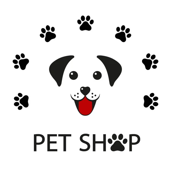 Modelo Design Logotipo Loja Animais Com Cão Bonito — Vetor de Stock