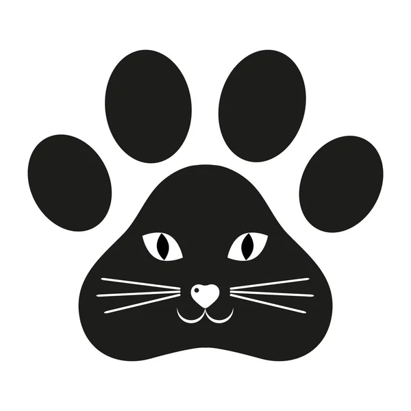 Απεικόνιση Του Προσώπου Της Γάτας Μαύρο Φόντο Κομμάτι — Διανυσματικό Αρχείο