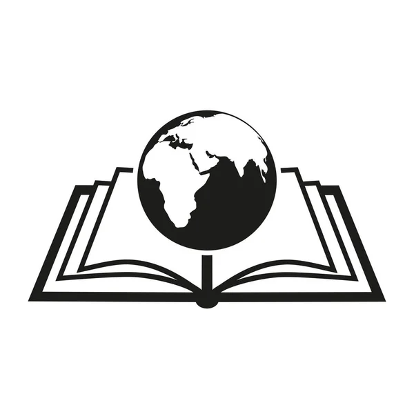 Emblemabbildung Mit Globus Symbolvorlage Für Ausbildung Oder Unternehmen Auf Weißem — Stockvektor