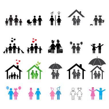 Humans icon set .Family man, woman and children on a white background.
