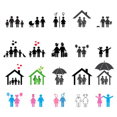 Humans icon set .Family man, woman and children on a white background.