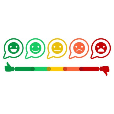 Set of Emoticons. Rank, level of satisfaction. Feedback rating scale of red, orange, yellow and green smileys.