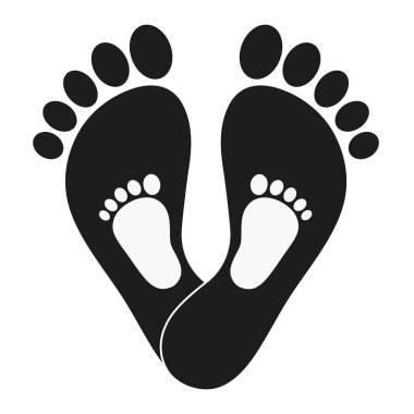 Beyaz arka planda bir çocuk ve bir adamın ayak izleri.