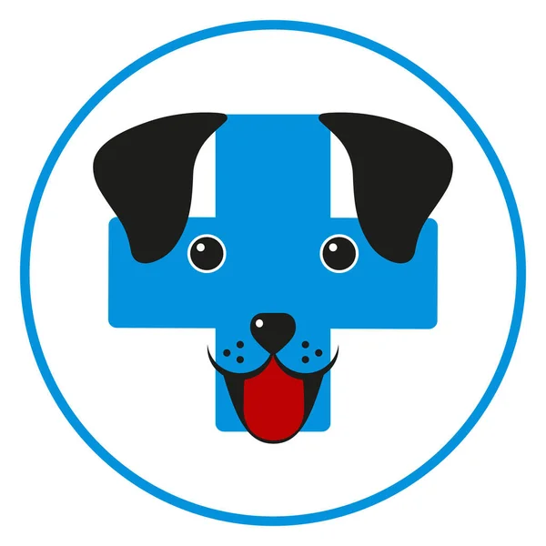 Tıbbi Bir Haçın Arka Planında Sevimli Bir Köpek Suratının Çizimi — Stok Vektör