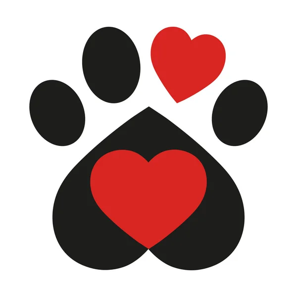 Hjärtformade Hund Veterinär Tass Logotyp Vit Bakgrund — Stock vektor