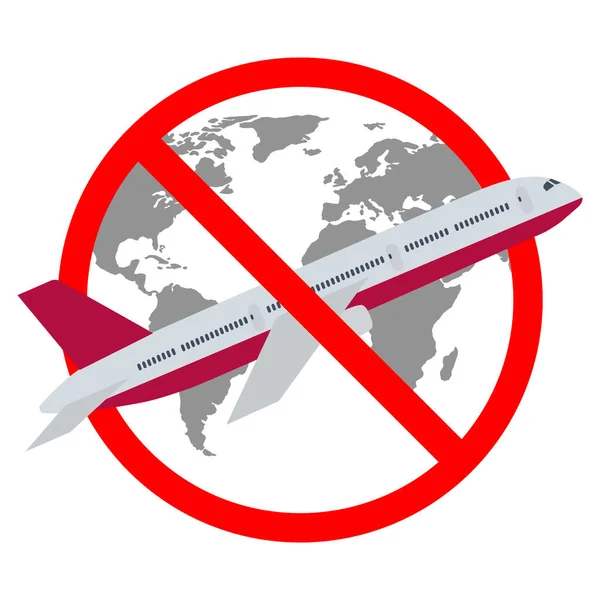 Αεροπλάνο Απαγορεύεται Σημάδι Ένα Κόκκινο Διαγραμμένο Κύκλο Στο Παρασκήνιο Της — Διανυσματικό Αρχείο