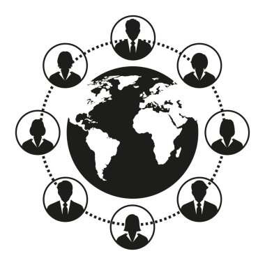 Dünyanın her yerinden insanlar arasında ağ kurma kavramı. Sosyal medya.