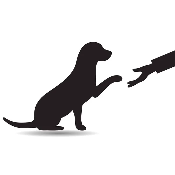 白い背景をした男に犬が手を差し出すイラスト — ストックベクタ