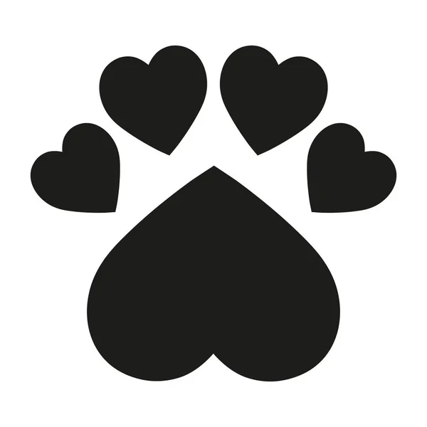 Logotipo Pata Del Perro Forma Corazones Sobre Fondo Blanco — Archivo Imágenes Vectoriales