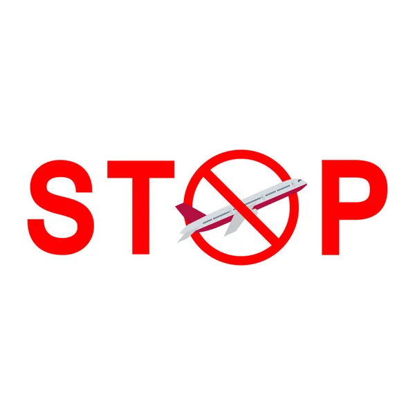 Ілюстрація Знака Зупинки Заборона Польоту Літака Білому Тлі — стоковий вектор
