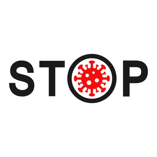 Illustrazione Una Mano Stop Sign Con Immagine Virus Con Testo — Vettoriale Stock