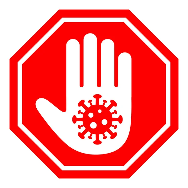 Illustration Panneau Stop Représentant Virus Sur Fond Blanc — Image vectorielle