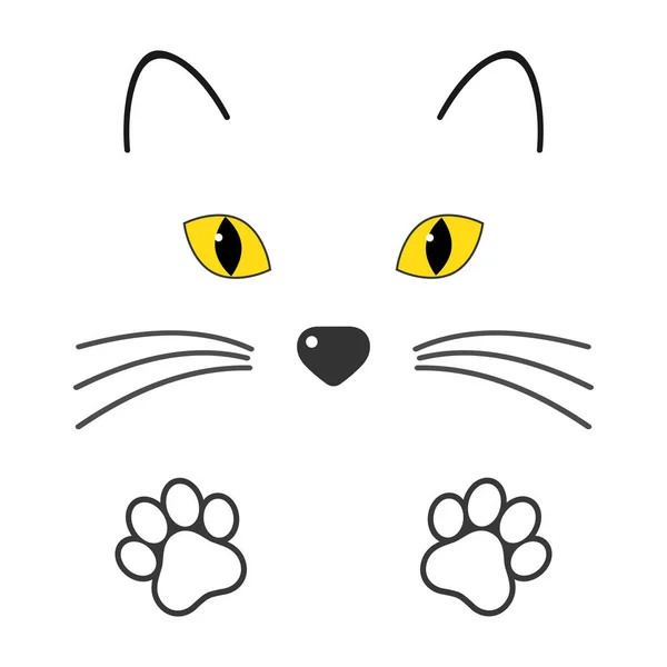 Ilustrace Kočka Tvář Tlapkami Bílém Pozadí — Stockový vektor