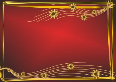 Altın yıldız ile kırmızı yatay vektör arka plan