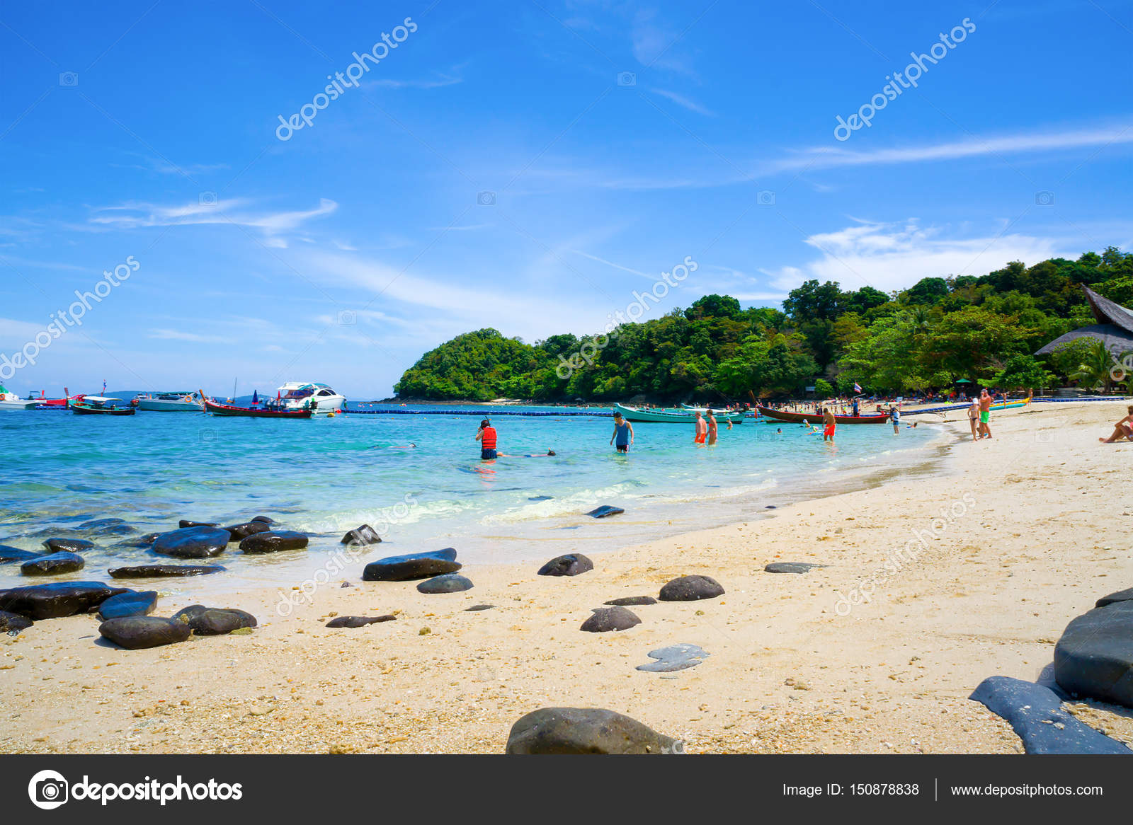 Banana Beach On Coral Ko He Island Stock Photo